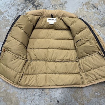 Vintage 70s Camp 7 Tan Puffer Jacket Small Men Talon Made In USA 