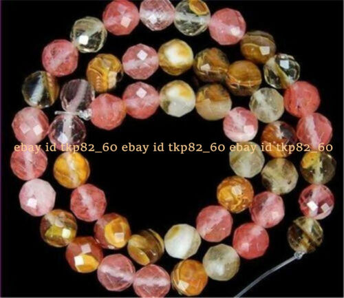 8mm Faceted Multicolored Watermelon Tourmaline Round Gems loose Beads 15" Strand - Picture 1 of 12
