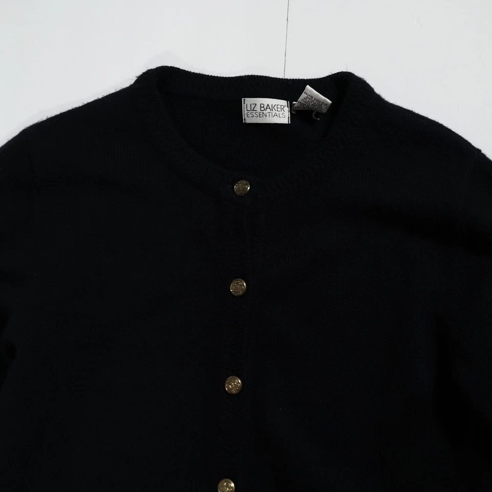 Sudadera negra para mujer Liz Baker Essentials talla S con botones manga larga Foto 4 de 4