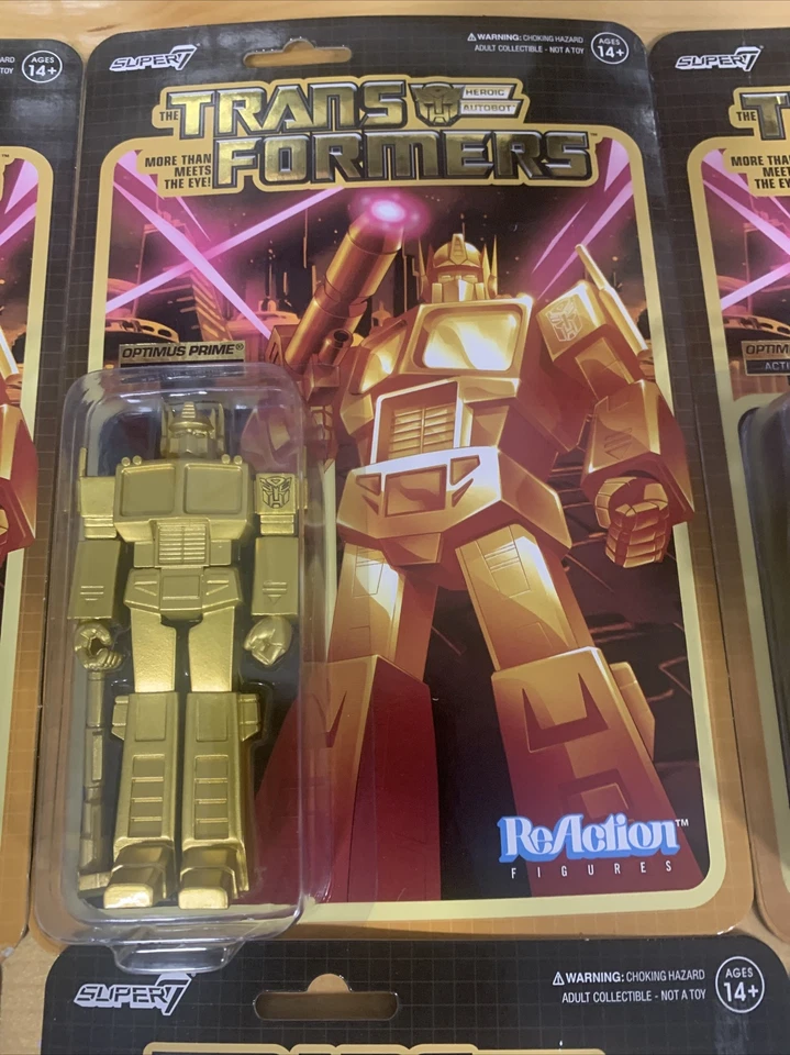Transformers Optimus Prime y Megatron SUPER7 Reacción Raro Figuras de Oro Nuevas Foto 2 de 4