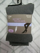 New Secret Treasures Fleeced Footed Tights Size S / M Charcoal Gray 5'11"150 Lbs