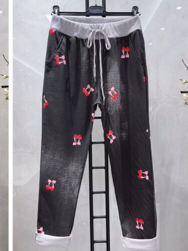 Damen Jogginghose Italienische Hose Blumenmuster Freizeit Jogging Hose Damenhose - Bild 4 von 5