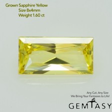 Cut stone - Sapphire Yellow Czochralski (Pulled) lab grown, facet 8x4mm 1.60ct