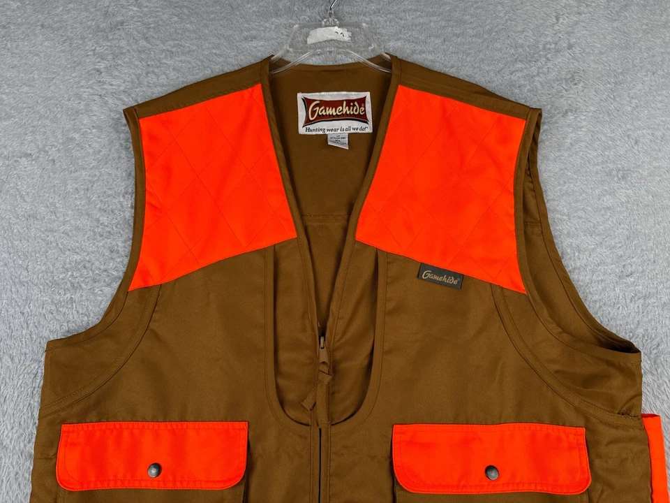 Gamehide Vest Adult Extra Large Brown Twill Fabric Hunting Shooting Blaze Orange - Image 4 of 4
