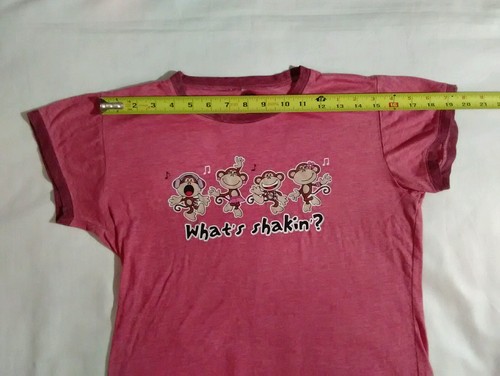 monkey music dance dark pink red purple tee shirt rare cotton (small hole back) - Picture 5 of 10