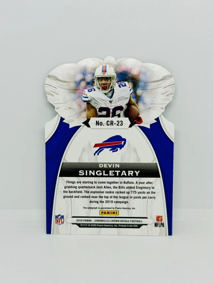 2019 Panini Crown Royale DEVIN SINGLETARY Rookie Auto Purple /25 Bills #23 - Image 2 of 2