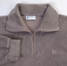 SERGIO TACCHINI Fleece 1/4 Zip Large Brown Sweatshirt Pullover Top Base Jumper