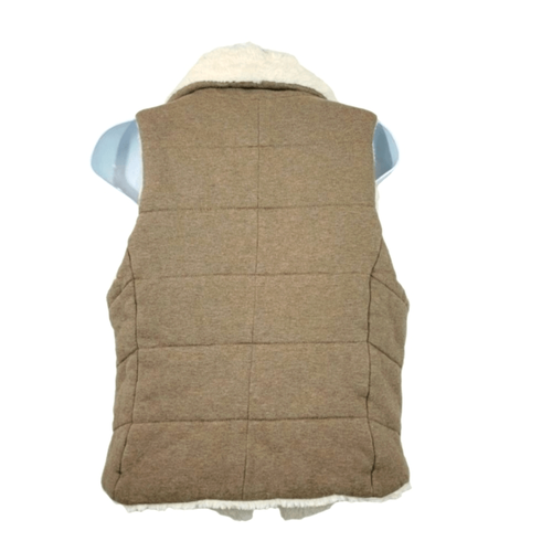 Calvin Klein Reversible Cocoa and Cream Faux Fur Quilted Puffer Vest Size Small - Picture 4 of 10