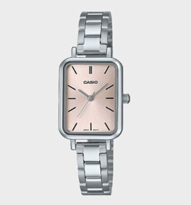 Casio LTP-V009D-4E | Light Pink Dial | Stainless Steel Band | Women's Classic Sq