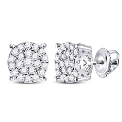 10K Weißgold Diamant konzentrisch Kreis Cluster Ohrringe 1/2 ctw