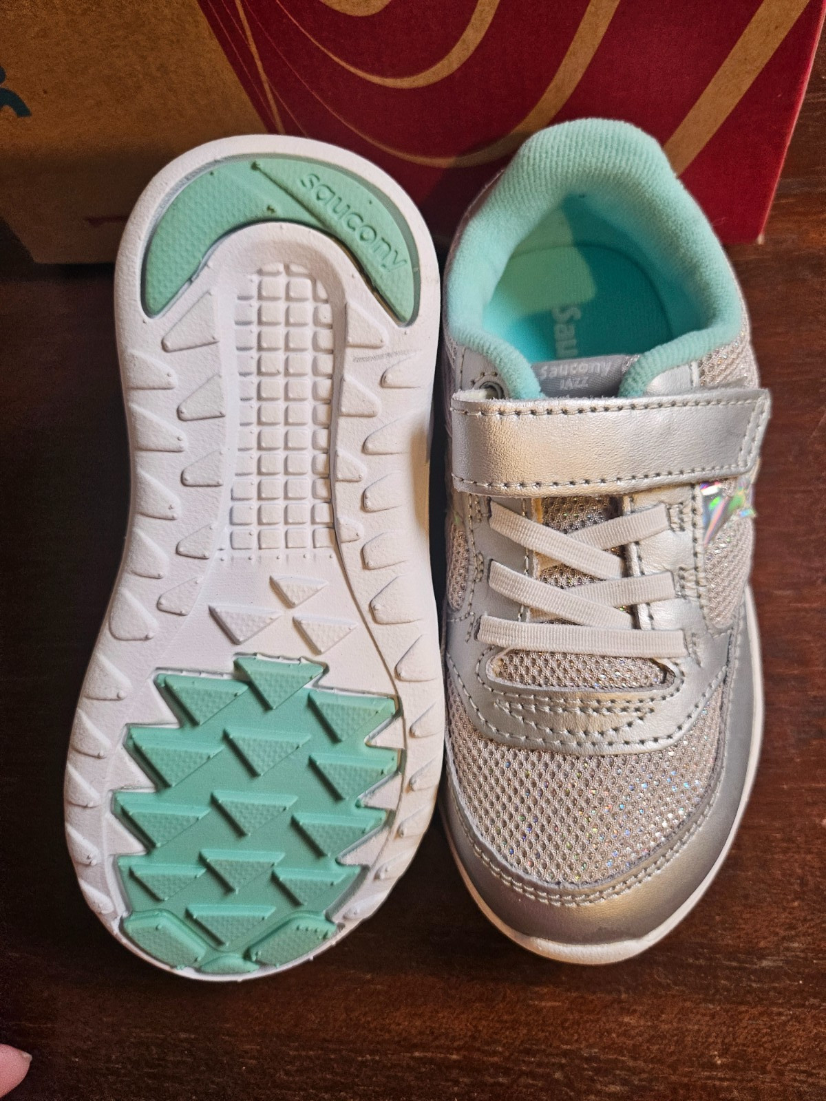 Saucony Kids Originals Jazz Lite Silver Metallic Teal 8.5 W Youth thumbnail 3