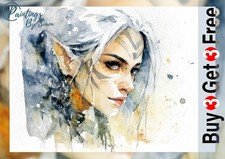 Fantasy Elf Portrait Watercolour Print 5x7 | Gothic Figure Wall Art