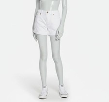 Levis Girls Kids White Girlfriend Fit Mid Rise Denim Shorty Shorts Size-14