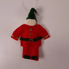 Handmade Felt Elf Christmas Ornament Red Green Holiday Decoration 5 Inch