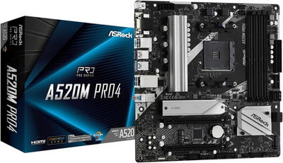 A520M Pro4 AMD Ryzen 3000/4000 Series (Soket AM4) Compatible with A520 Chipset, 
