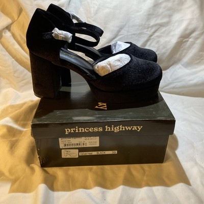 Princess Highway Velvet Lg Block Heel Black Size 39 US:8 New W/Box