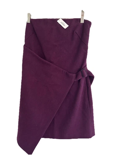 Abito sabato Kate Spade taglia 4 fibbia sopra spalline prugna viola misto lana