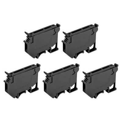 DIN Rail Mount Fuse Holder Terminal Blocks Black UK5 LED24V Pack of 5
