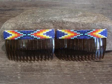 Native American Hand Beaded Hair Comb Set by Cleveland