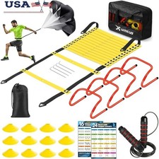 Speed Agility Training Set Soccer Ladder Hurdles Cones Jump Rope Equipment New