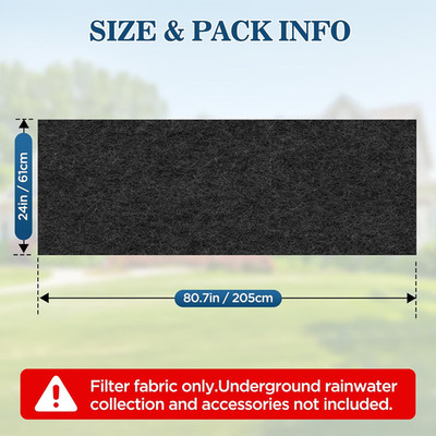 Geotextile Filter Fabric Wrap for Dry Well System, 1 Pack 80 x 24 Inch Non-Wo...