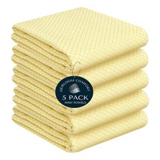 Lemon Yellow Honeycomb Kitchen Towels 5 Pack, 16x26 Inch, 100 Cotton, Quick ...