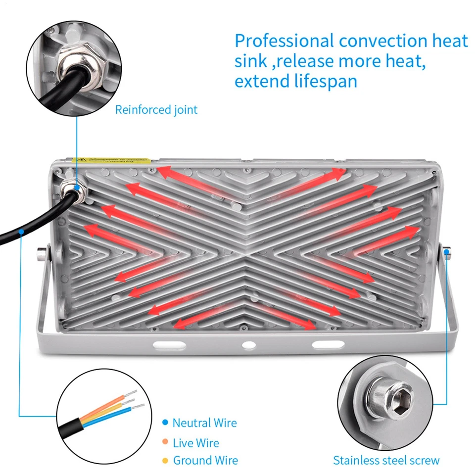 100W 200W 300W LED Fluter Flutlicht Außen Strahler Scheinwerfer Licht IP65 DHL - Bild 3 von 4