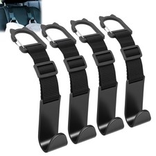 Amooca Car Headrest Hooks 4 Pack Adjustable Universal Fit Auto Seat Back Organiz