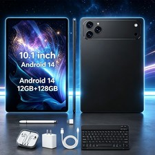 10.1 inch Tablet 12GB 128GB Android 14 Tablet With wireless keyboard Set Tablet