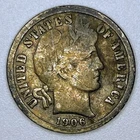 1906-O Barber Dime New Orleans Mint 90% Silver Better Date Nicely Toned Reverse
