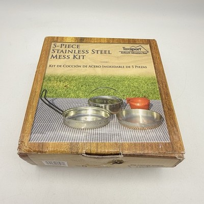 TexSport Stainless Steel 5 Piece Mess Kit Camping Hiking Gear New 