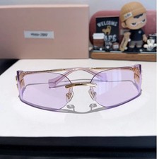 MU A51S ZVN90O Pale Gold Pink Miu Miu Women Wrap Sunglasses AUTHENTIC