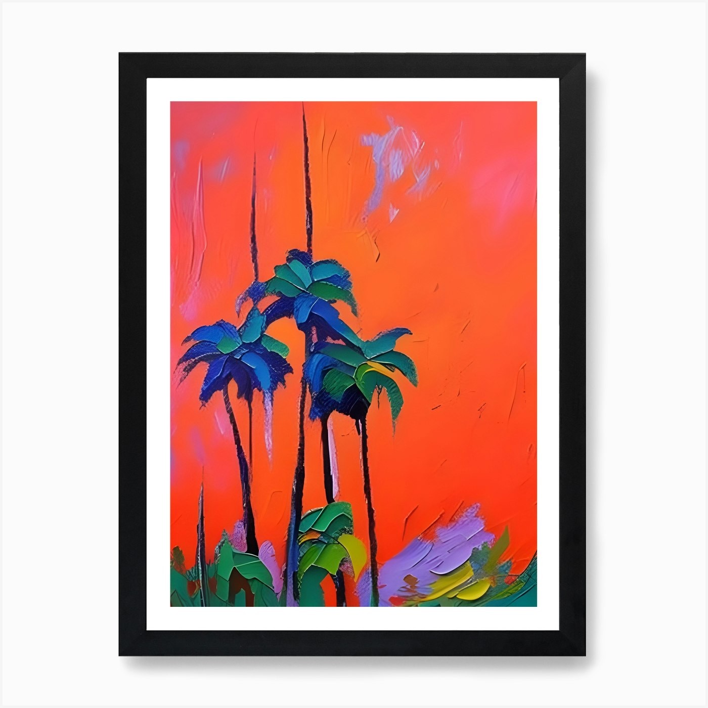 Framed Palm Trees Art Print - Canvas Wall Decor Picture