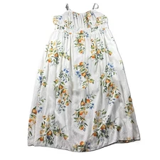 Time and Tru Women Smocked Waist Maxi Dress Fruit Floral Print White XXL 20 J180