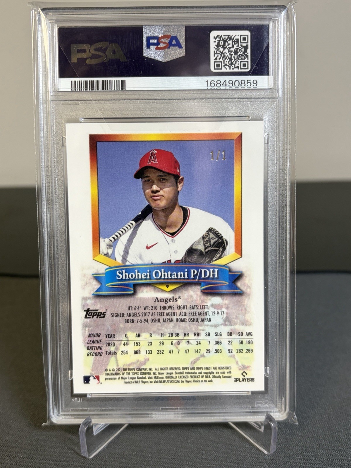 2021 Topps Finest Shohei Ohtani #9 Superfractor 1/1 PSA 10 view 2