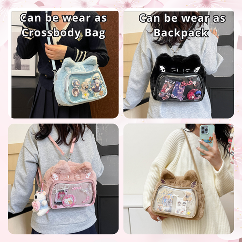 Catface plushie ita bag and backpack, crossbody ita bag, enamel pin ita bag - Bild 4 von 10
