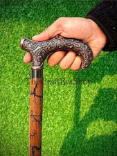 Victorian Walking Cane Carved Brass Handle Victorian Wooden Stick For Women
