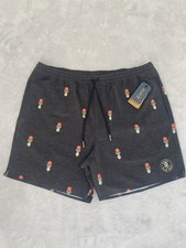 Roark Volley Shorts Mens XL Black Shorey 16" Deep Roots Floral Pocket Drawstring