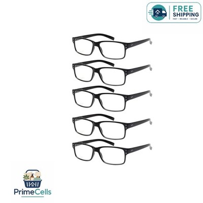 5 Elegant Pairs of Rectangular Reading Glasses with Comfortable Spring Hinges