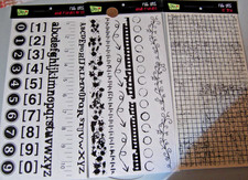 set 3 packs rub-on 12" border transfers Glitz Design number alphabet grid graph