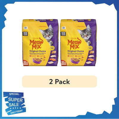 ( 2 Pack ) Meow Mix Original Choice Dry Cat Food, Made in USA 30 Pounds