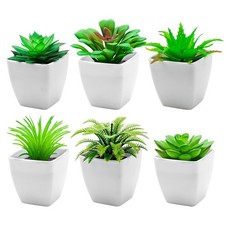 Funzhan 6pcs Mini Succulents Plants Artificial Indoor Decor Fake Succulent D