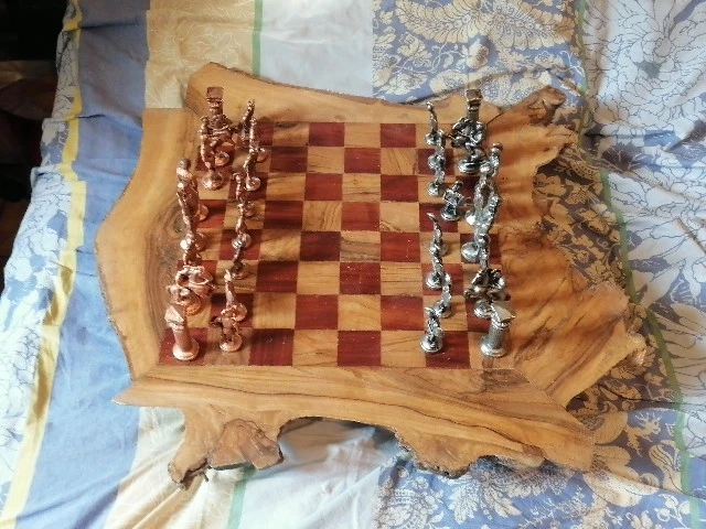 Jeu d'échecs Luxe en Bois Marquetterie - pliant