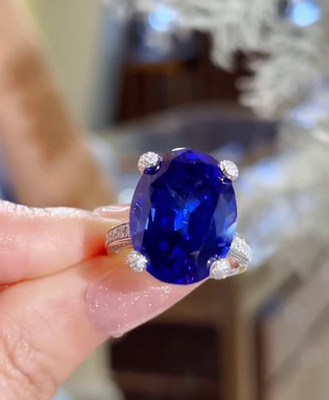 Blue Oval Cut Simulated CZ Solitaire 925 Sterling Silver Engagement Gift Ring