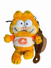 Vintage 1981 Garfield Plush w/ Brown Vinyl Football Helmet Stuffed Animal 10  