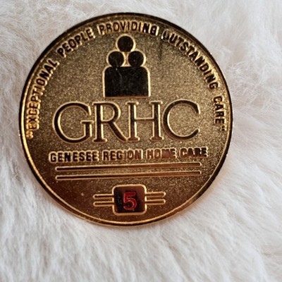 Genesee Region Home Care 5 Year Employee Service Award Gold Tone Lapel Pin