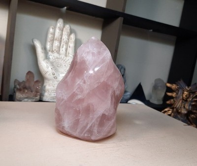 Grade A Pink Rose Quartz Crystal Flame Free-form