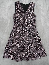 Talbots Dress Womens 10 Animal Print Career Classic Midi A Line V Neck Pink Zip