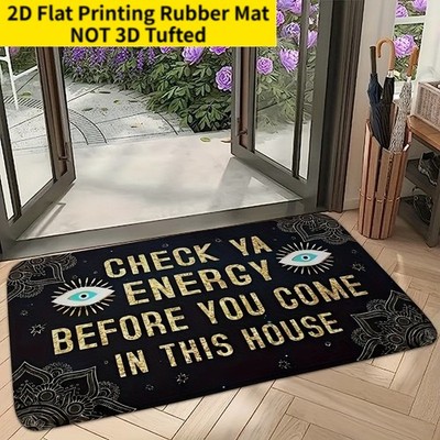 New Fun Doormat''Check Your Energy Before Entering'' Decor for Home