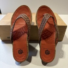 Yellow Box Orange Sandal W/ Cork Base And Beaded Straps Women s Size 8